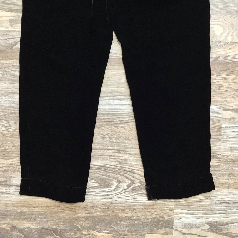 J Jill Black Velvet Mid Rise Cuffed Pants Small NWT